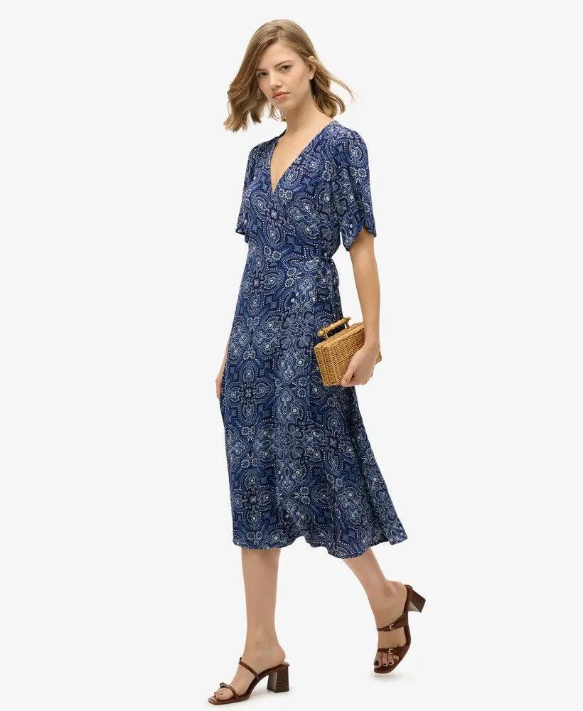 superdry Vestido midi cruzado estampado em viscose 5/7