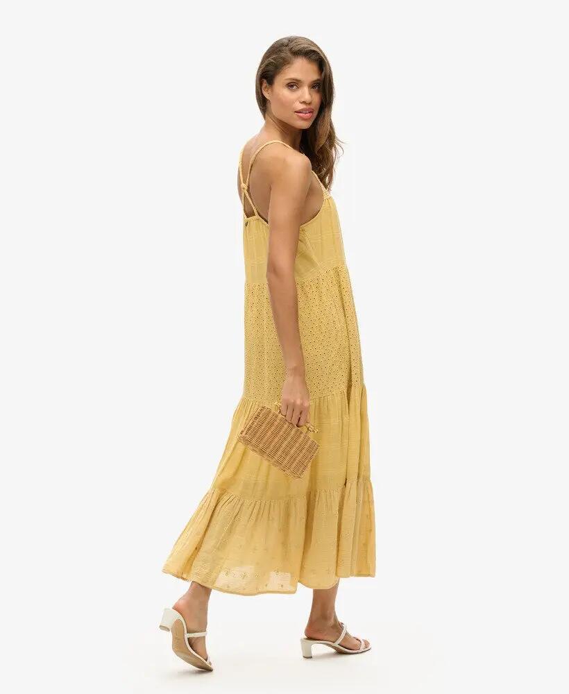 superdry Vestido maxi Vintage Lace Cami em algodão - LEMON YELLOW 4/4