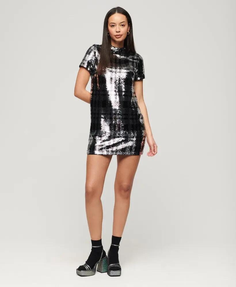 superdry Abito T-shirt con paillettes e collo alto 5/7