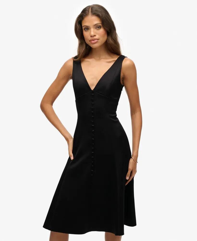superdry Vestito midi in satin con scollo a V — vestibilità relaxed 5/7