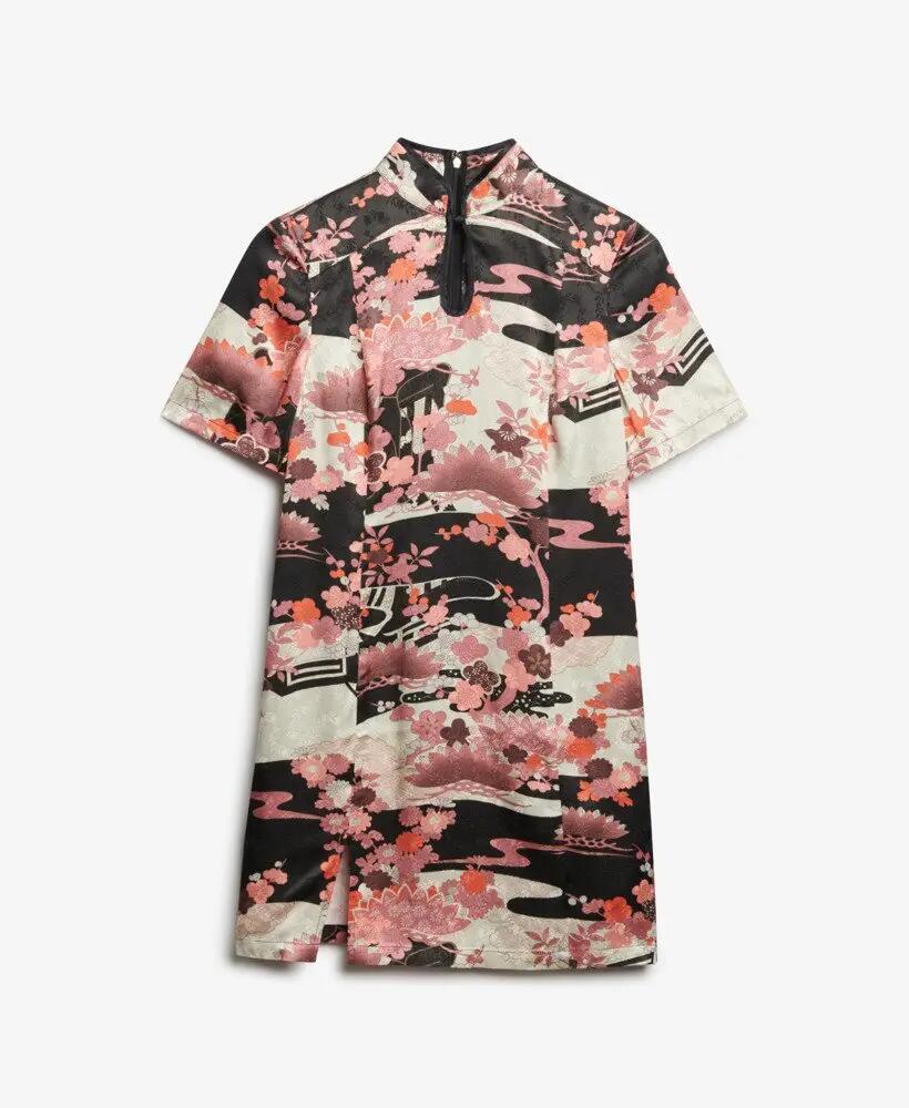 superdry Mandarin Jacquard mini-jurk van LENZING™ ECOVERO™ viscose 6/6