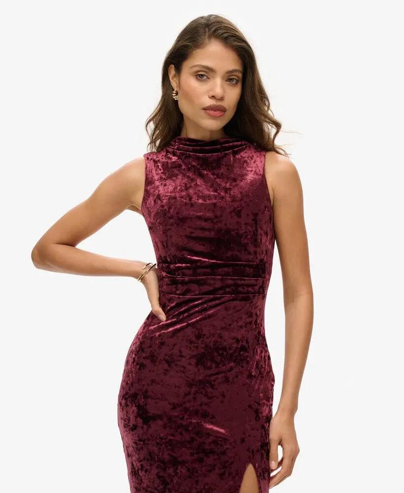 superdry Vestido Maxi de Veludo gola alta sem mangas 3/6