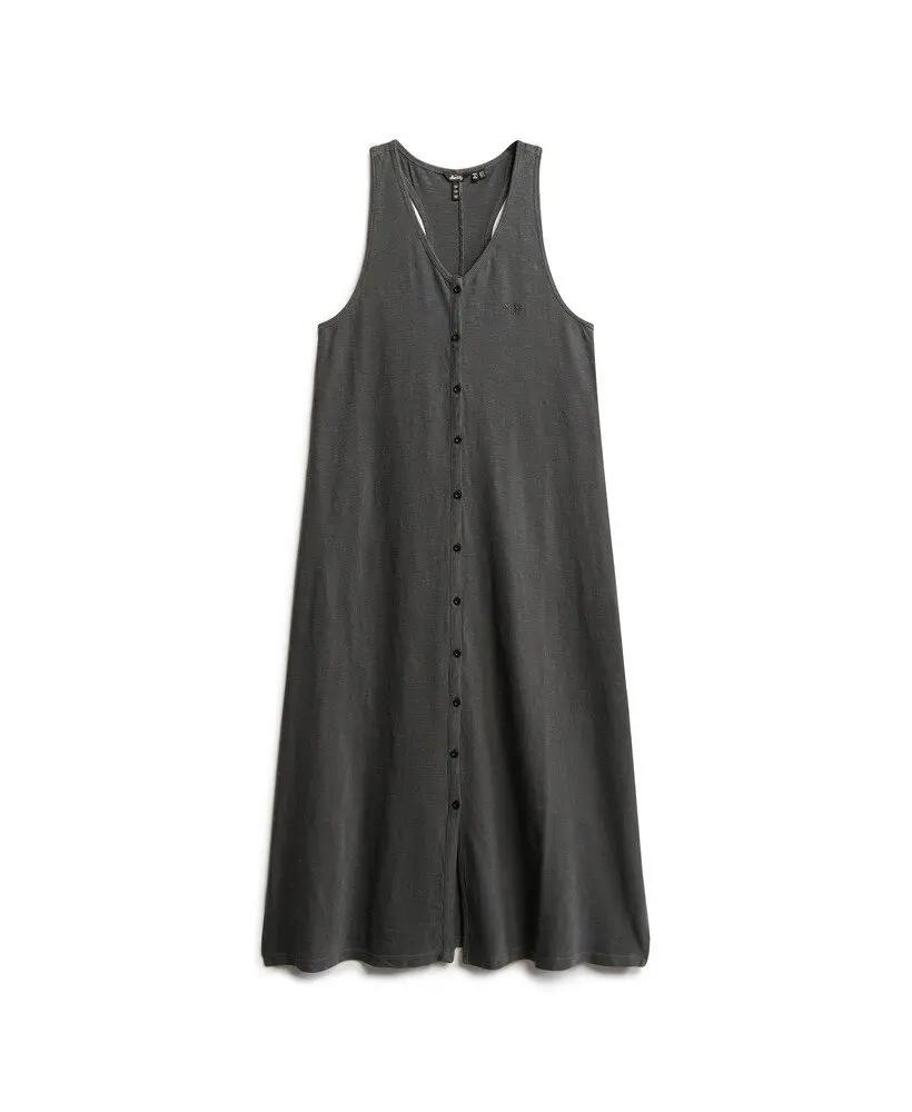superdry Beach Jersey Midi Dress van 100% katoen, zwart 6/6