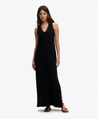 Superdry laddered jersey maxi-jurk van biologisch katoen – loose fit