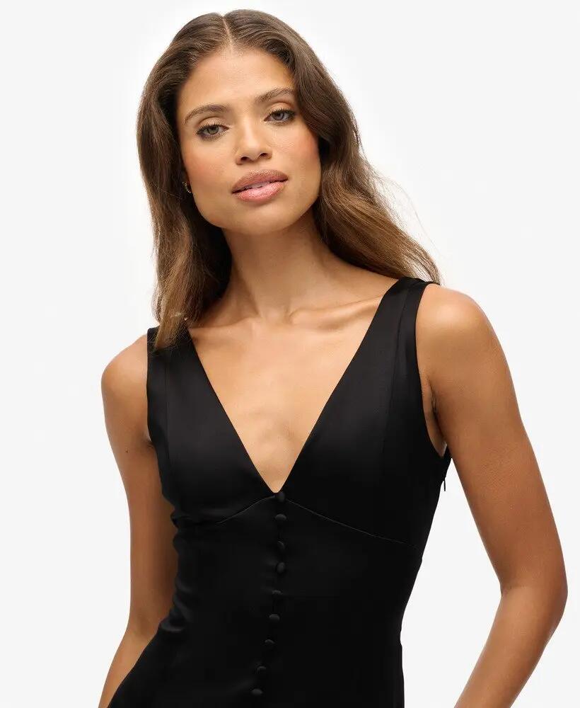 superdry Vestito midi in satin con scollo a V — vestibilità relaxed 4/7