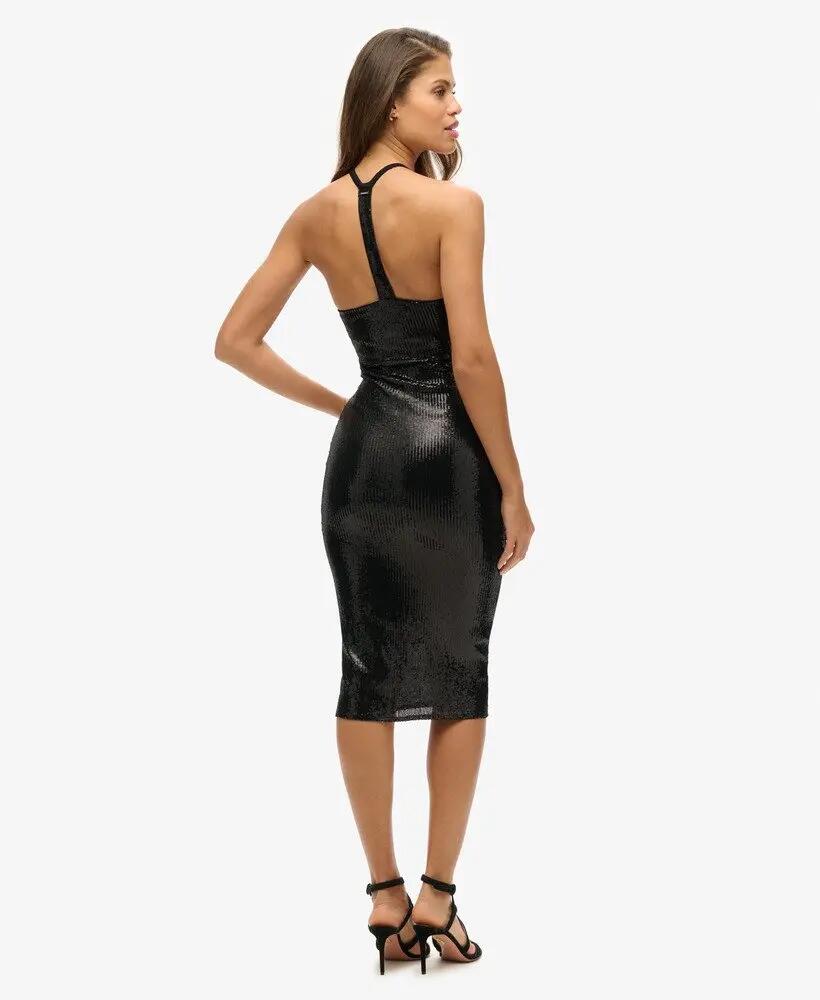 superdry Vestido midi de lantejoulas com decote halter 3/6