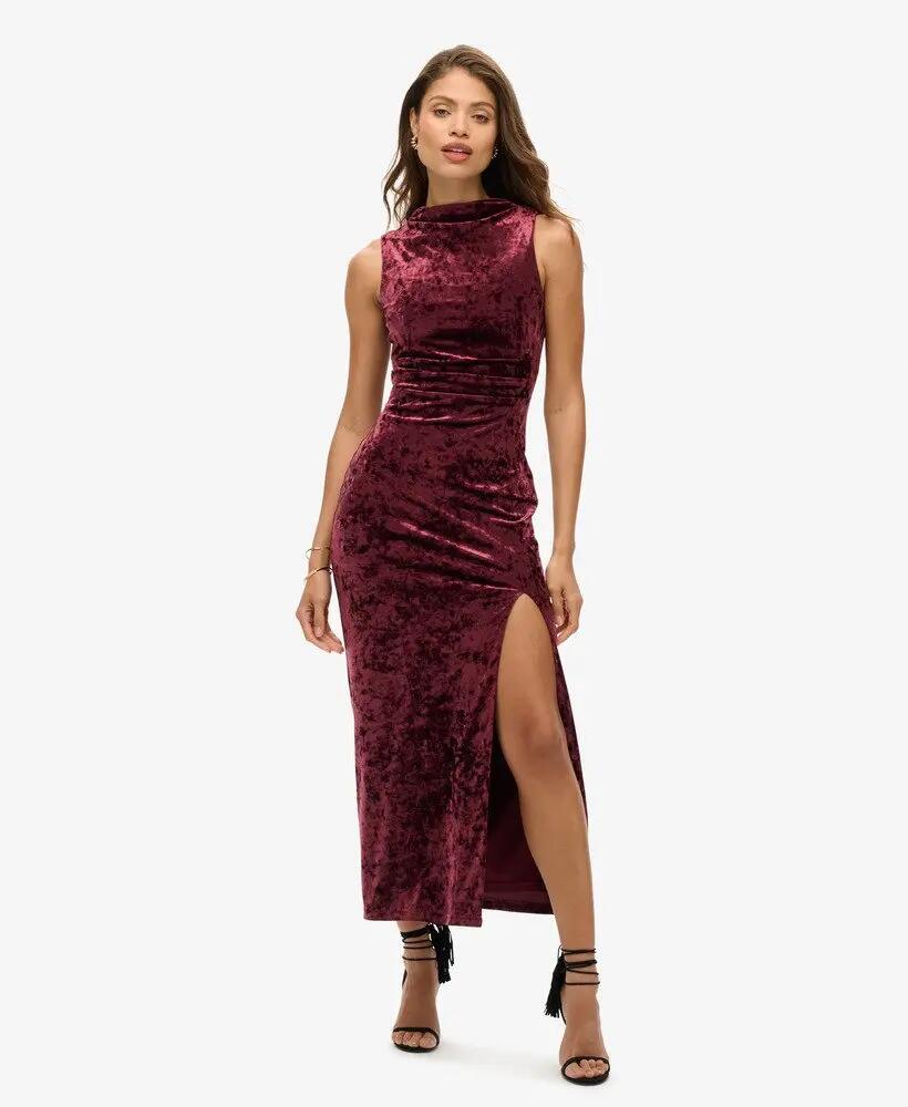 superdry Vestido Maxi de Veludo gola alta sem mangas 2/6