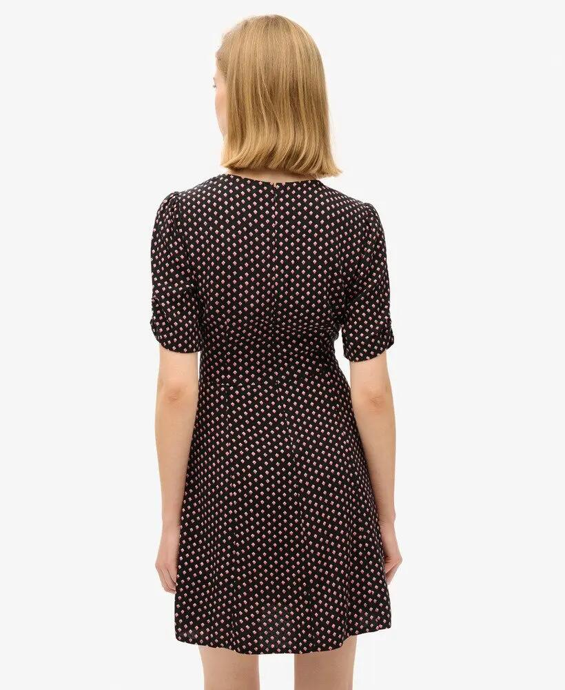 superdry Vestido mini estampado em viscose Diamond Geo Black 4/7