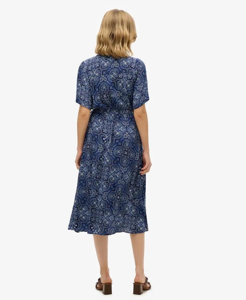 superdry Vestido midi cruzado estampado em viscose 4/7