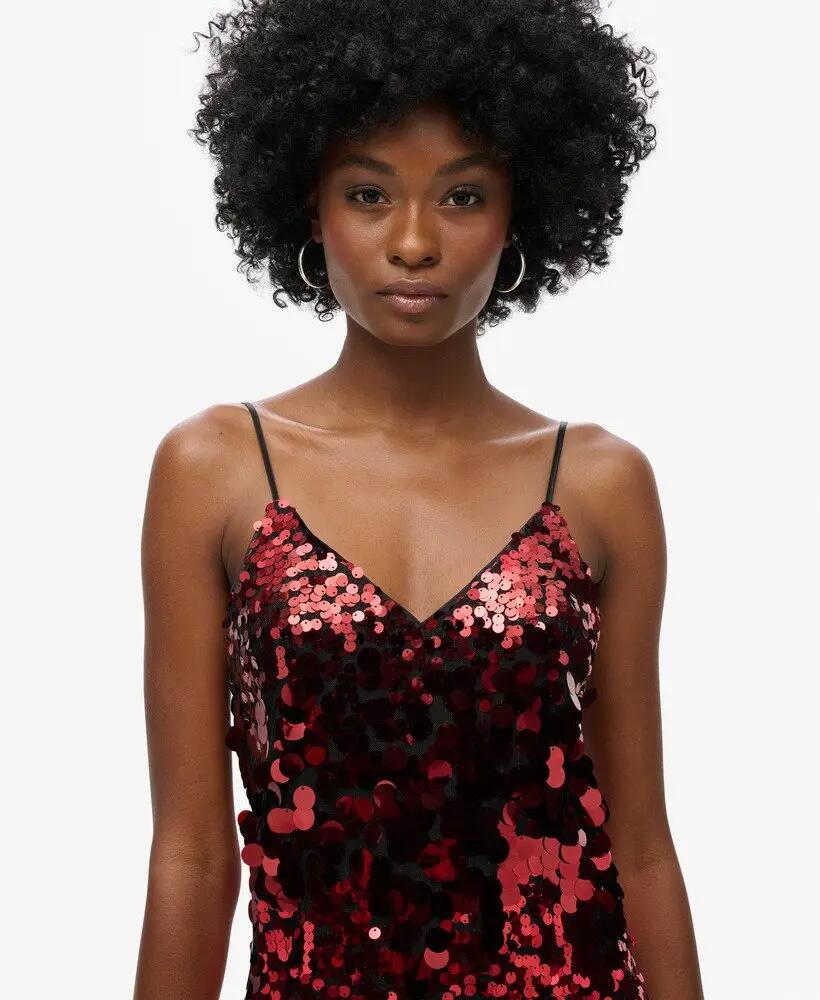 superdry Disco Sequin Mini Dress – Vermelho Brocado 3/7