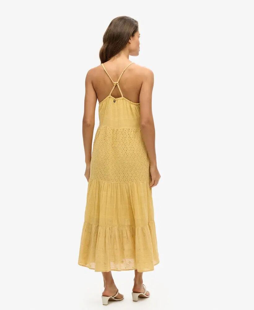 superdry Vestido maxi Vintage Lace Cami em algodão - LEMON YELLOW 3/4