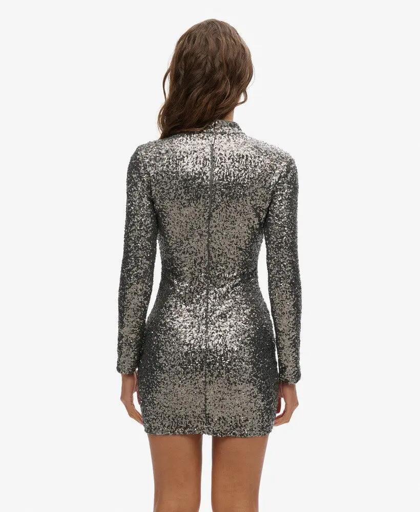 superdry Vestido Mini Gola Alta com Lantejoulas Gunmetal Sequin 4/7