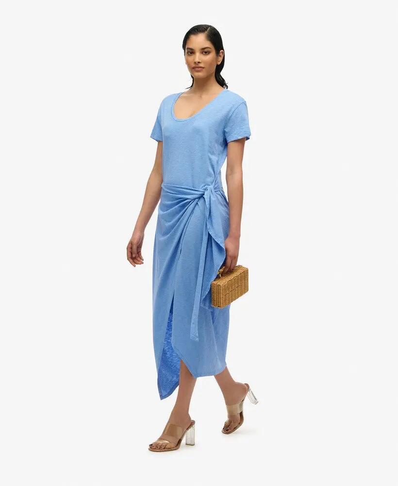 superdry Vestido midi transpassado Slub algodão/lyocell 4/7