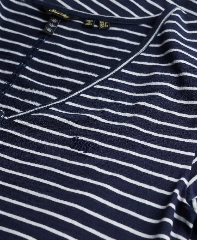superdry Vestido midi Ss Button Thru Jersey 100% Algodão Biológico – Navy Optic 6/7