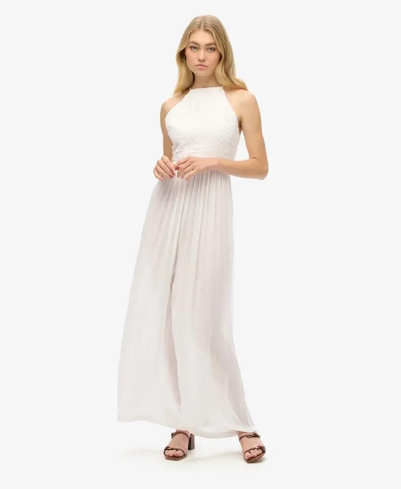 superdry Tuta intera ricamata in viscosa-modal – OFF WHITE 1/7