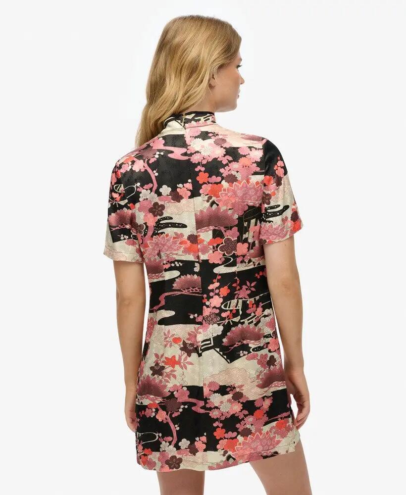superdry Mandarin Jacquard mini-jurk van LENZING™ ECOVERO™ viscose 4/6