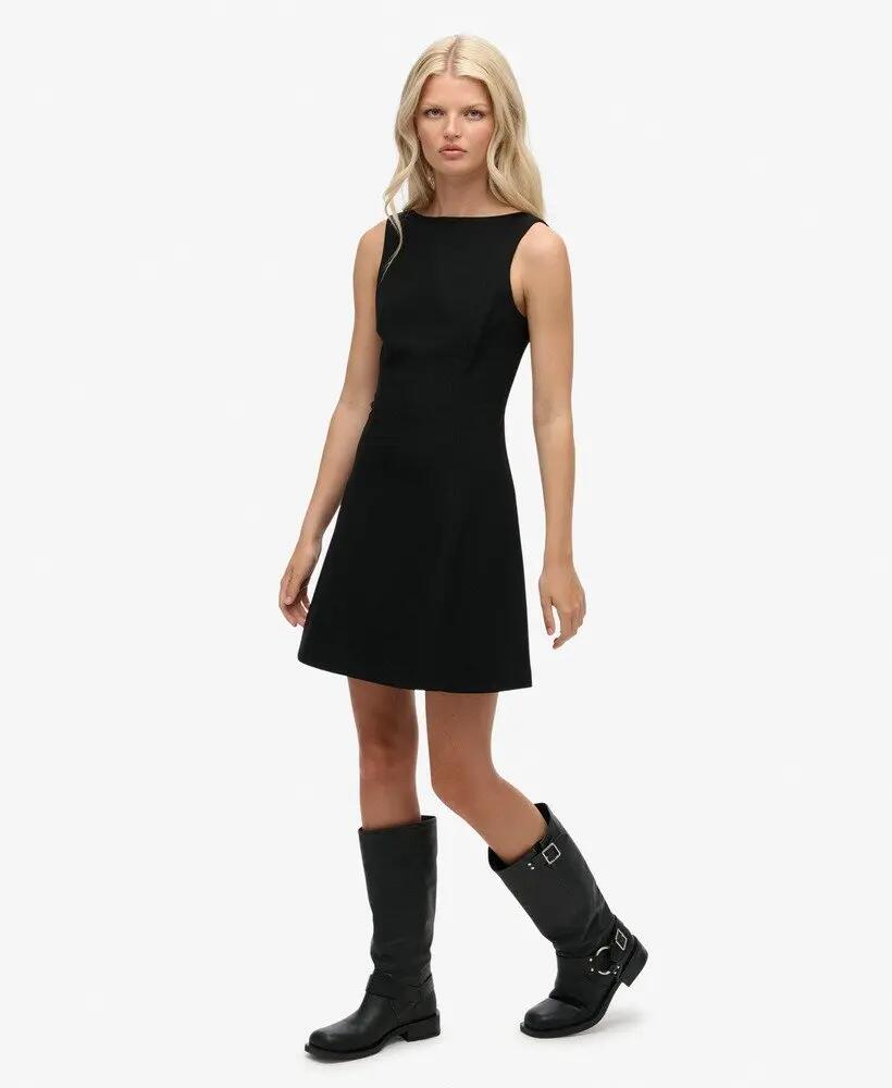 superdry Scoop Back Mini Dress nera slim fit 3/7