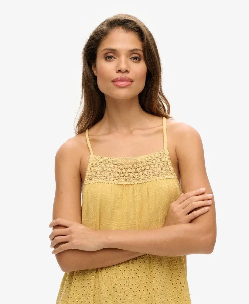 superdry Vestido maxi Vintage Lace Cami em algodão - LEMON YELLOW 2/4