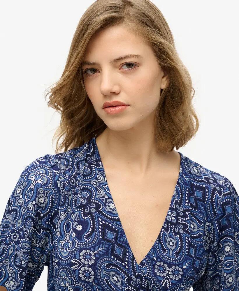 superdry Vestido midi cruzado estampado em viscose 3/7