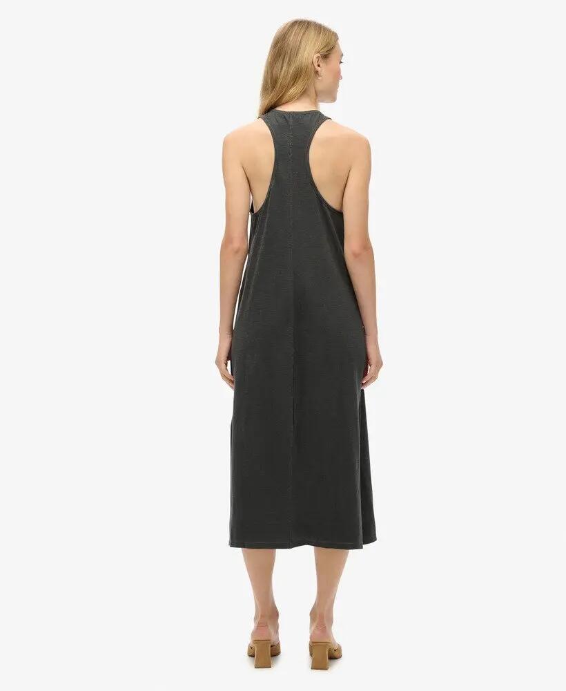 superdry Beach Jersey Midi Dress van 100% katoen, zwart 4/6
