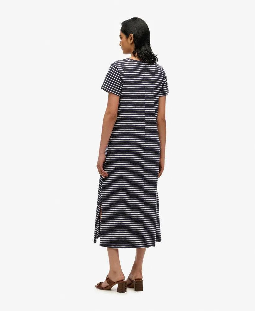 superdry Vestido midi Ss Button Thru Jersey 100% Algodão Biológico – Navy Optic 5/7