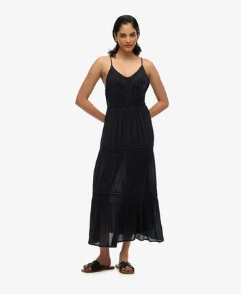 superdry Ibiza Cami Maxi Dress Kleid schwarz aus Viskose/Modal