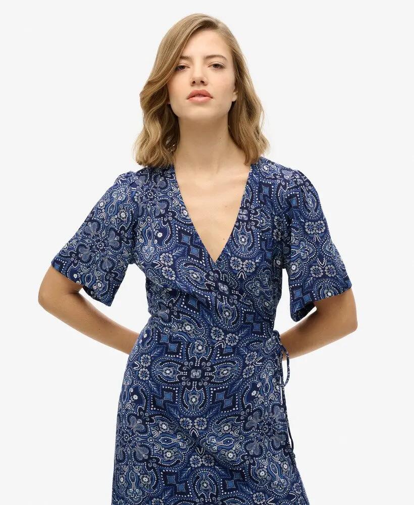 superdry Vestido midi cruzado estampado em viscose 2/7