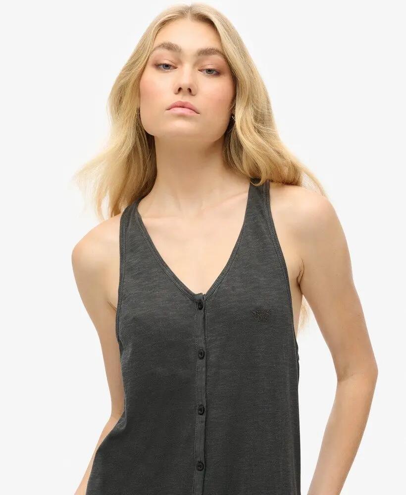 superdry Beach Jersey Midi Dress van 100% katoen, zwart 3/6