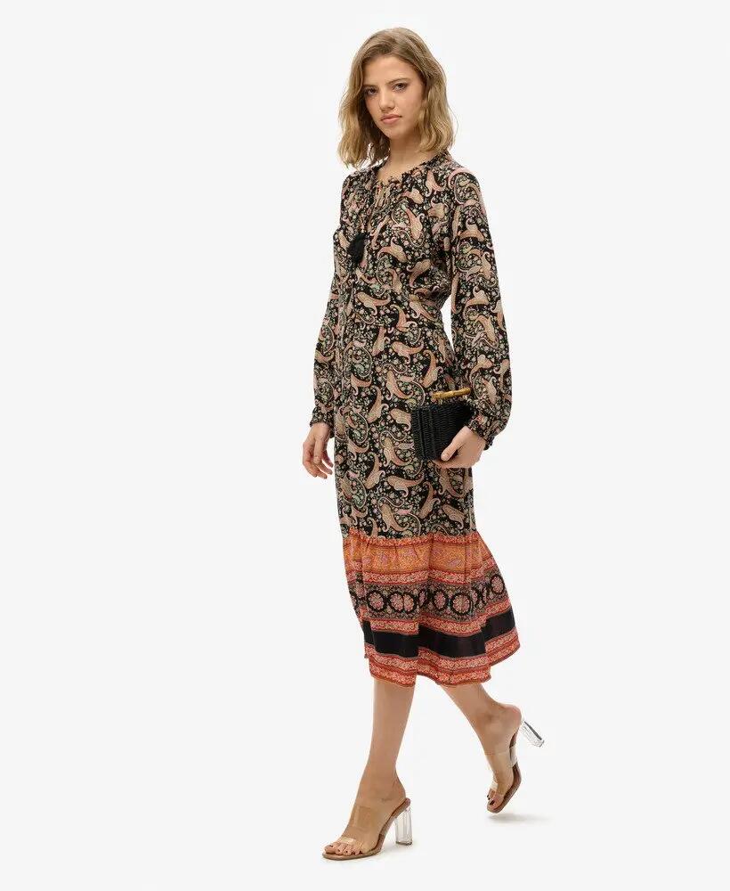 superdry vestido midi estampado Boho Paisley Border Black 3/6