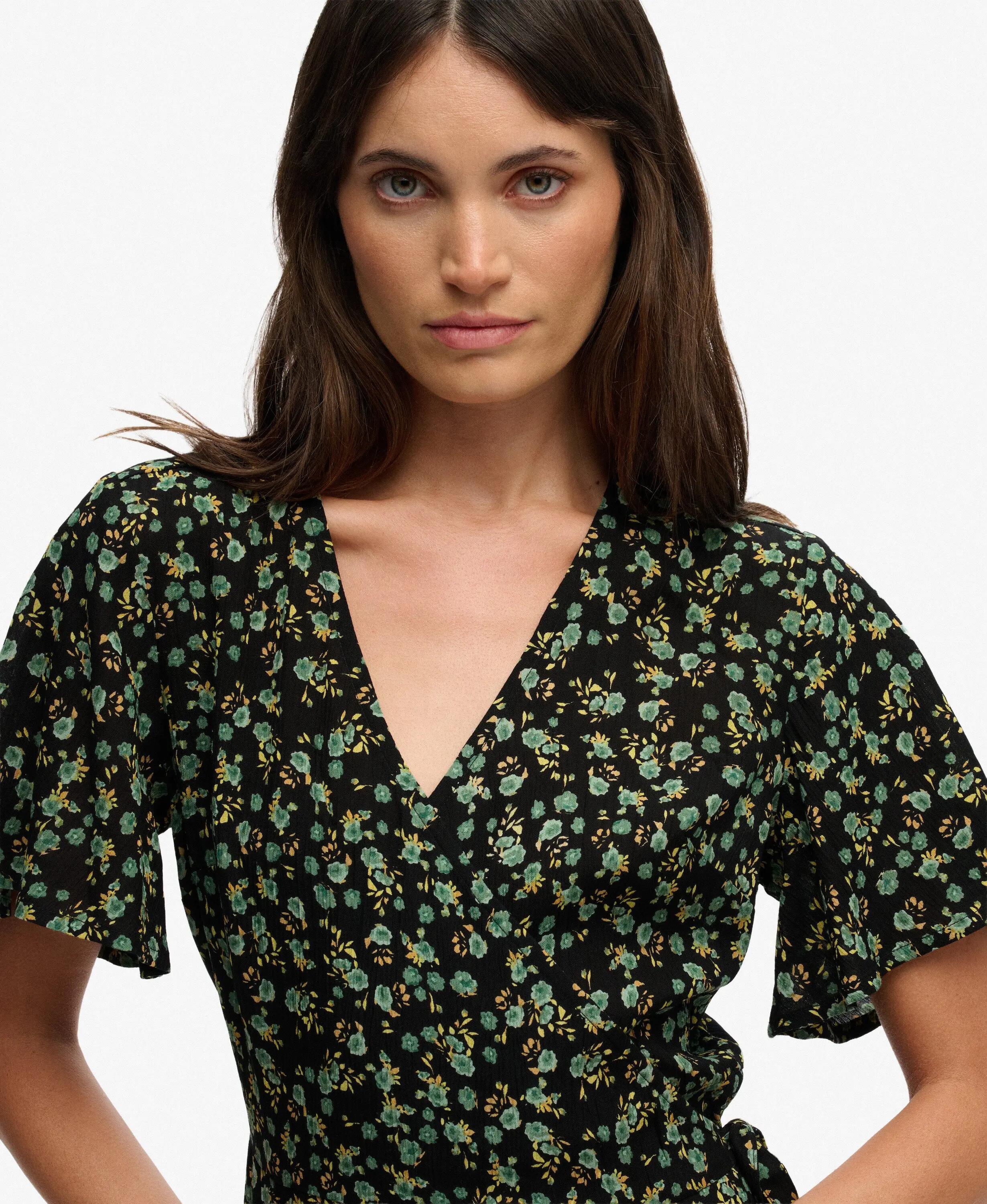 superdry Vestido Mini Swing Cruzado em Viscose 100% com Estampa – Ellys Floral 4/7