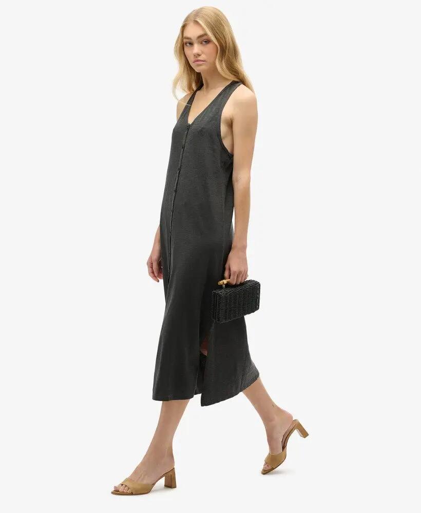 superdry Beach Jersey Midi Dress van 100% katoen, zwart 2/6