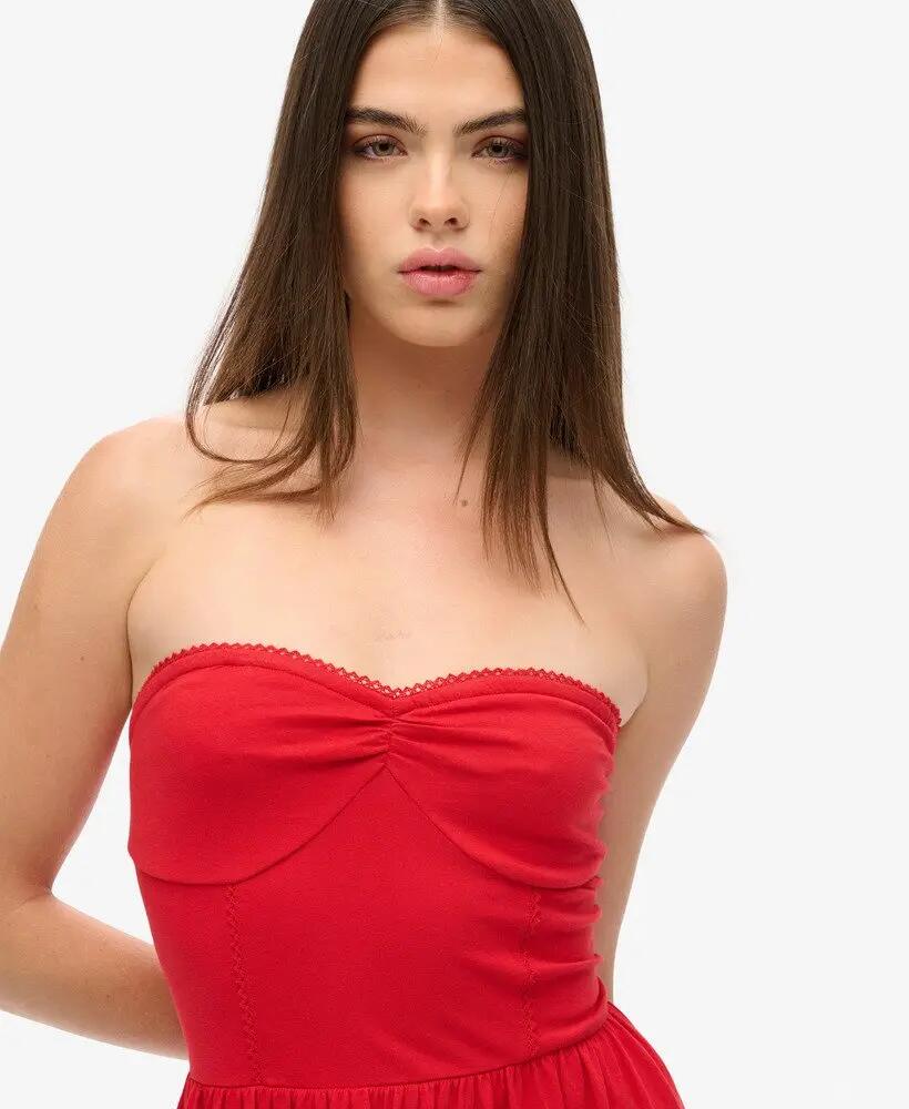 superdry 50s Bandeau mini-jurk van kant – Katoen, slim fit 3/6