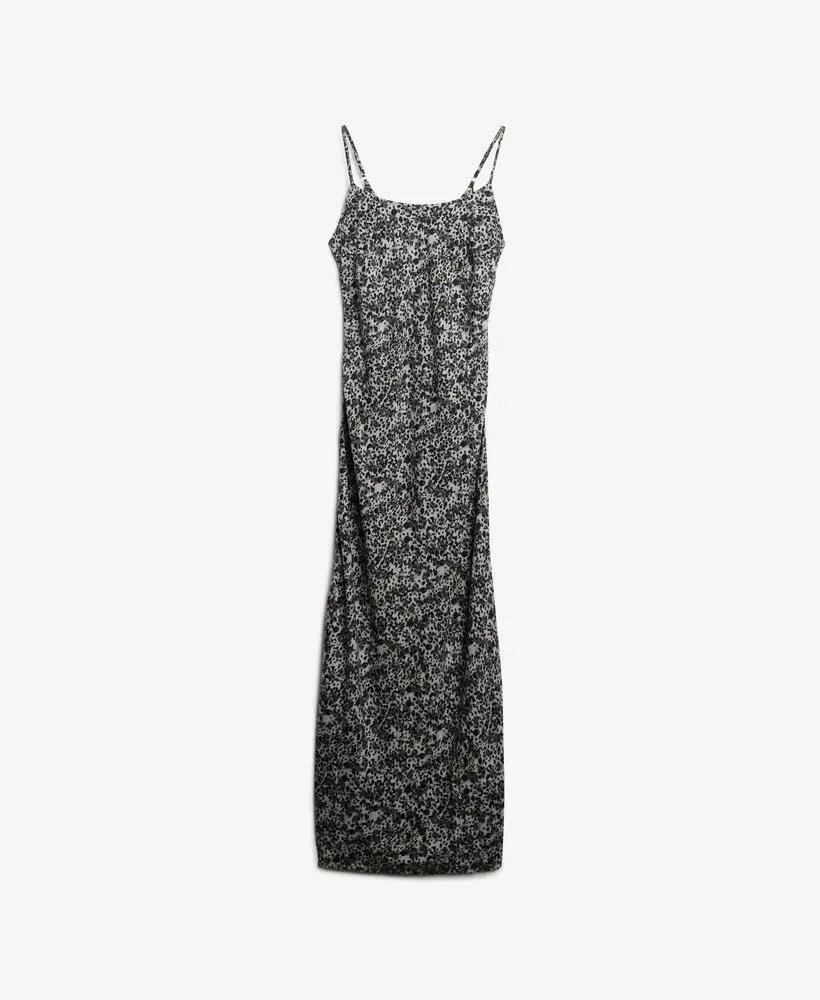 superdry Vestido maxi corte viés viscose estampado animal cinzento 6/6