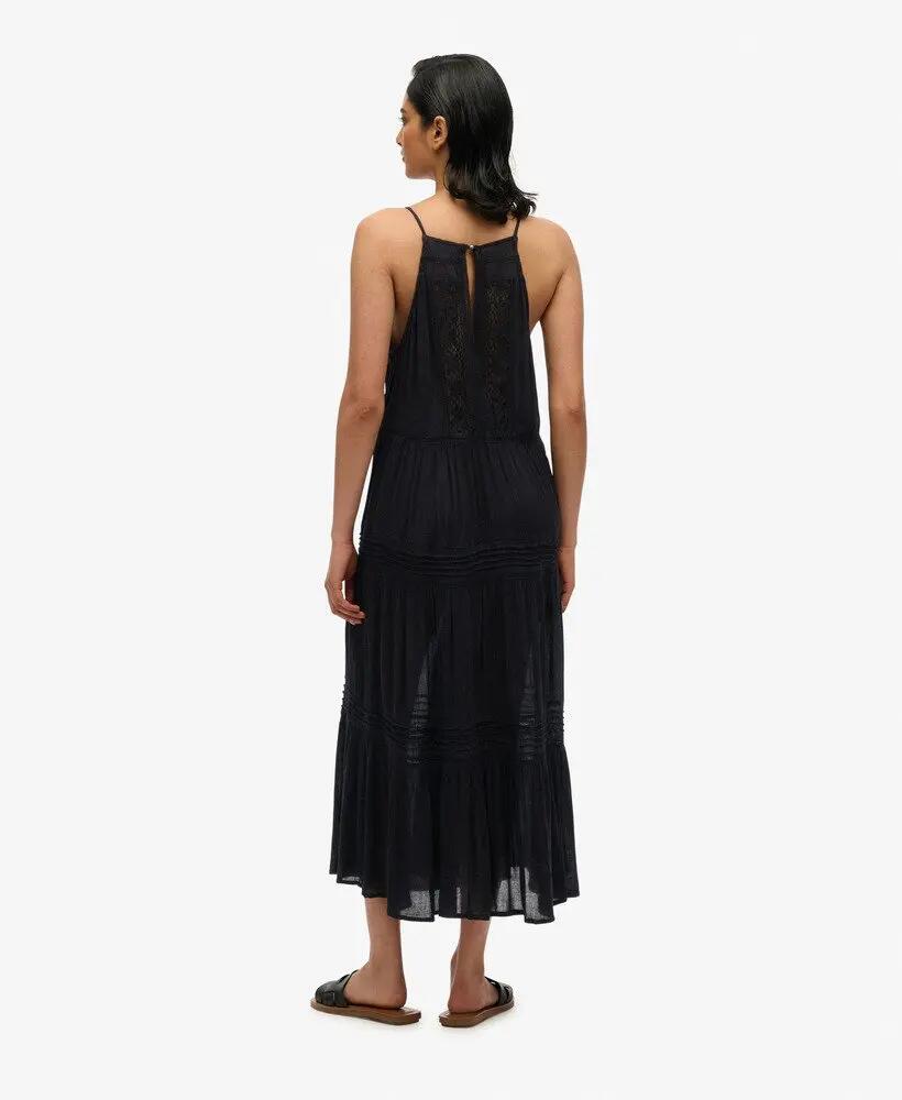 superdry Ibiza Cami Maxi Dress abito lungo nero in viscosa/modal 5/7