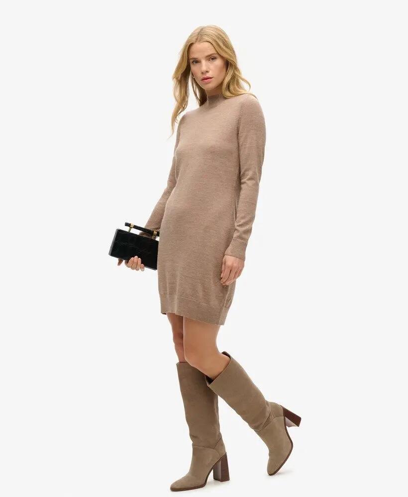 superdry Vestido Merino Knit em 100% lã merino — Gola subida, mangas compridas 5/7