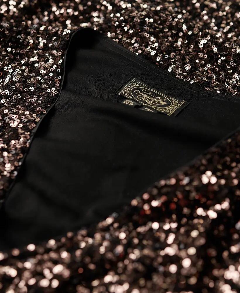 superdry Vestido curto cruzado com lantejoulas Bronze Mega Sequin 6/7