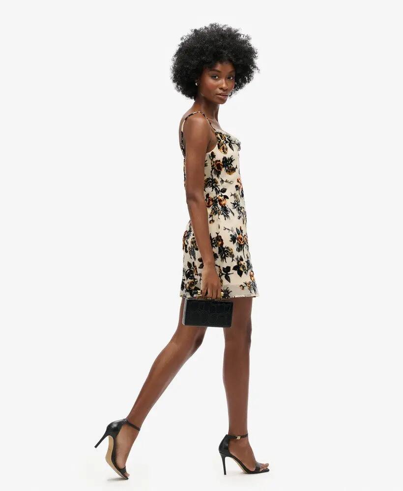 superdry Vestido Devore Cowl Mini Slip em viscose/poliamida 4/7