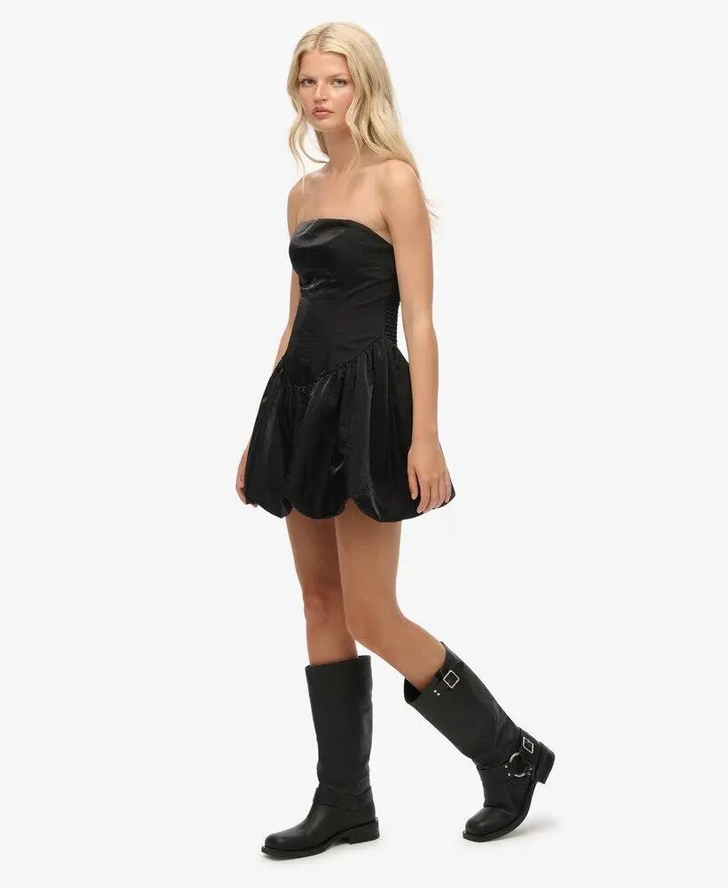 superdry Vestido Bandeau Puffball Mini preto – corte slim 5/7