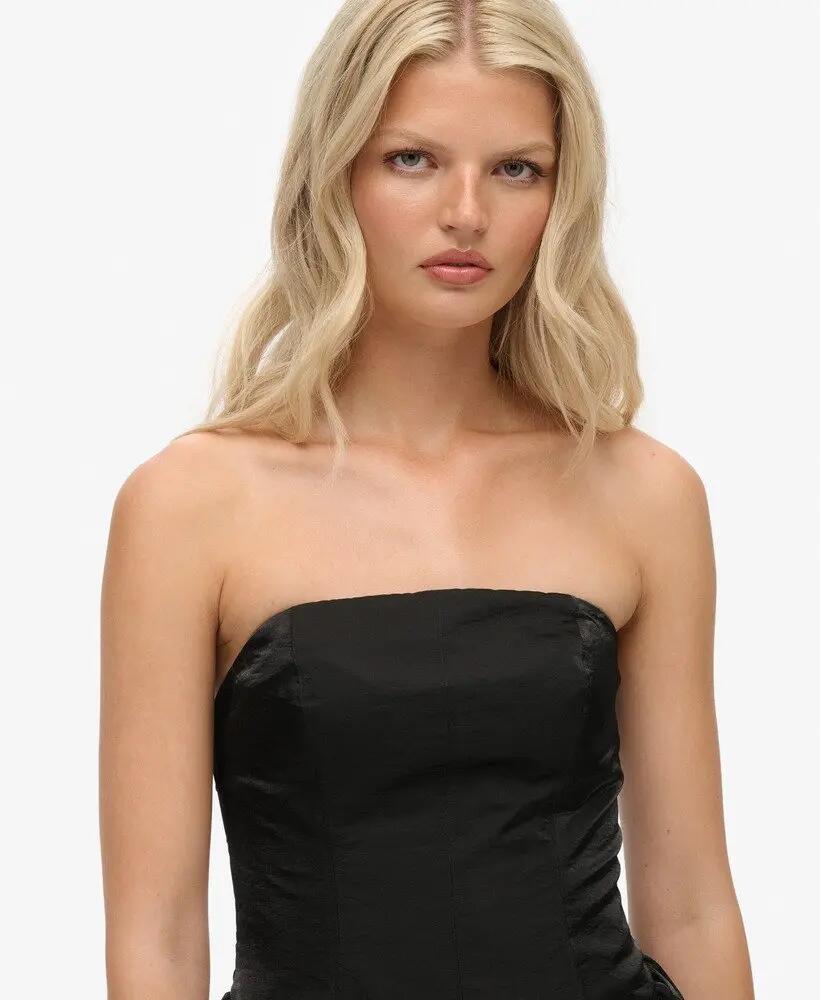 superdry Vestido Bandeau Puffball Mini preto – corte slim 4/7