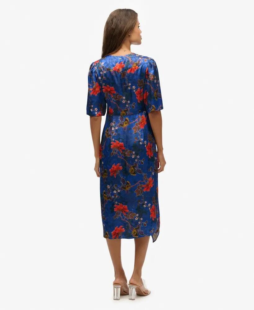 superdry Vestido midi jacquard de manga curta em viscose 5/7