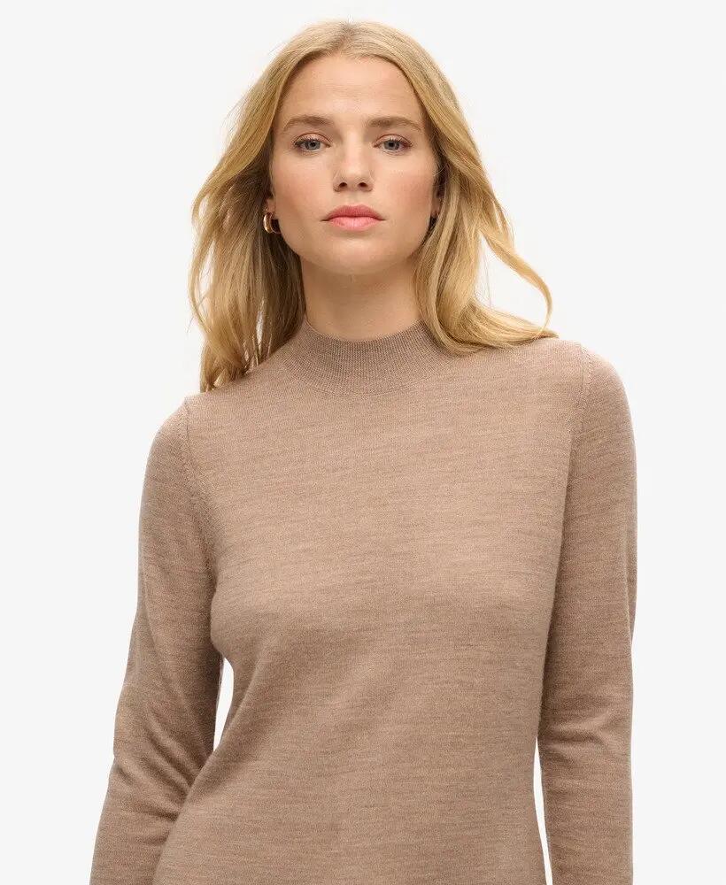 superdry Vestido Merino Knit em 100% lã merino — Gola subida, mangas compridas 3/7