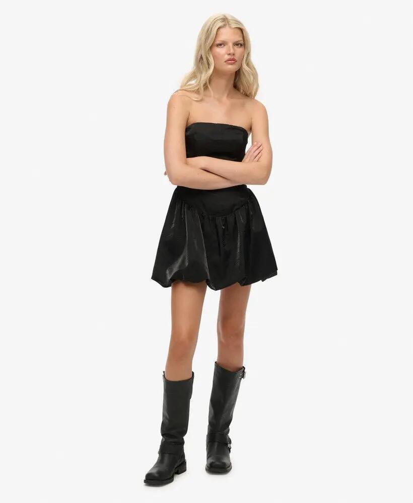 superdry Vestido Bandeau Puffball Mini preto – corte slim 3/7