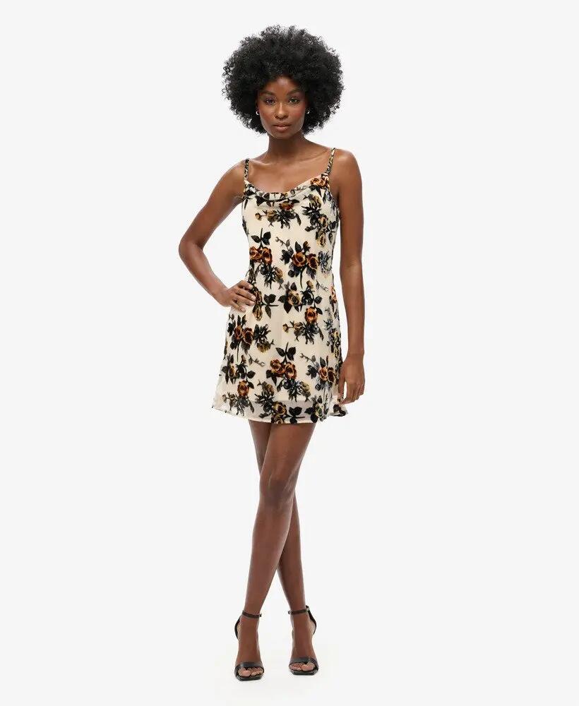 superdry Vestido Devore Cowl Mini Slip em viscose/poliamida 2/7