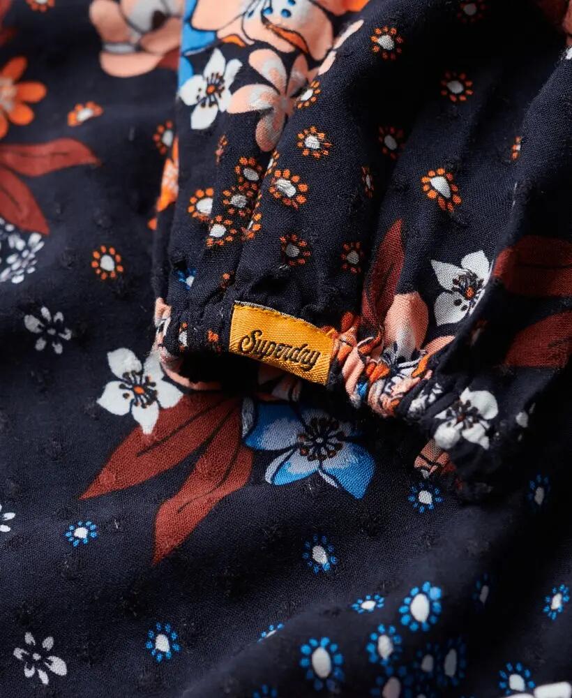superdry Vestido curto cruzado manga longa em viscose padrão floral 7/7