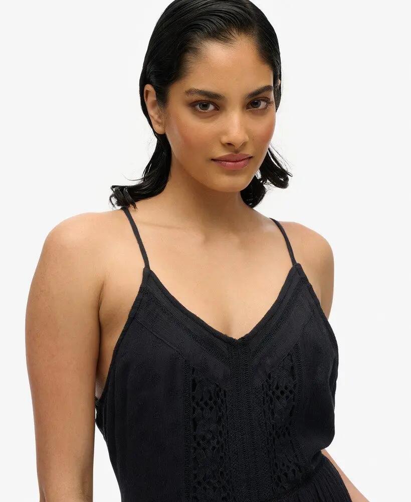 superdry Ibiza Cami Maxi Dress abito lungo nero in viscosa/modal 2/7