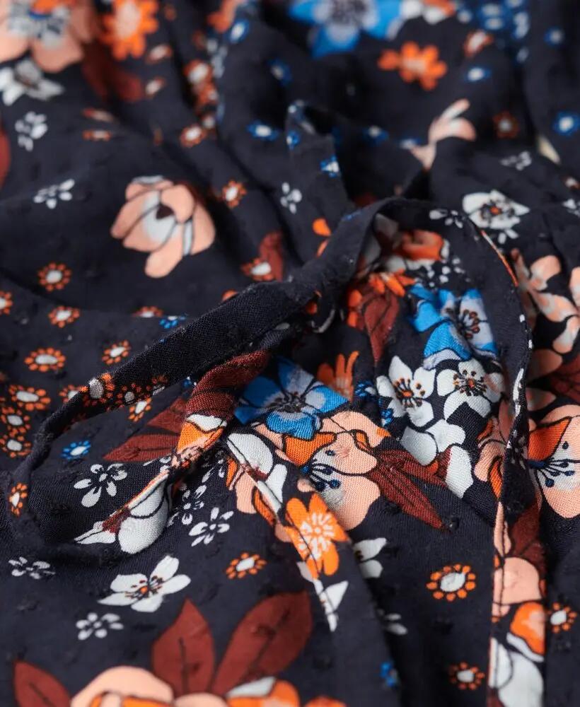 superdry Vestido curto cruzado manga longa em viscose padrão floral 6/7