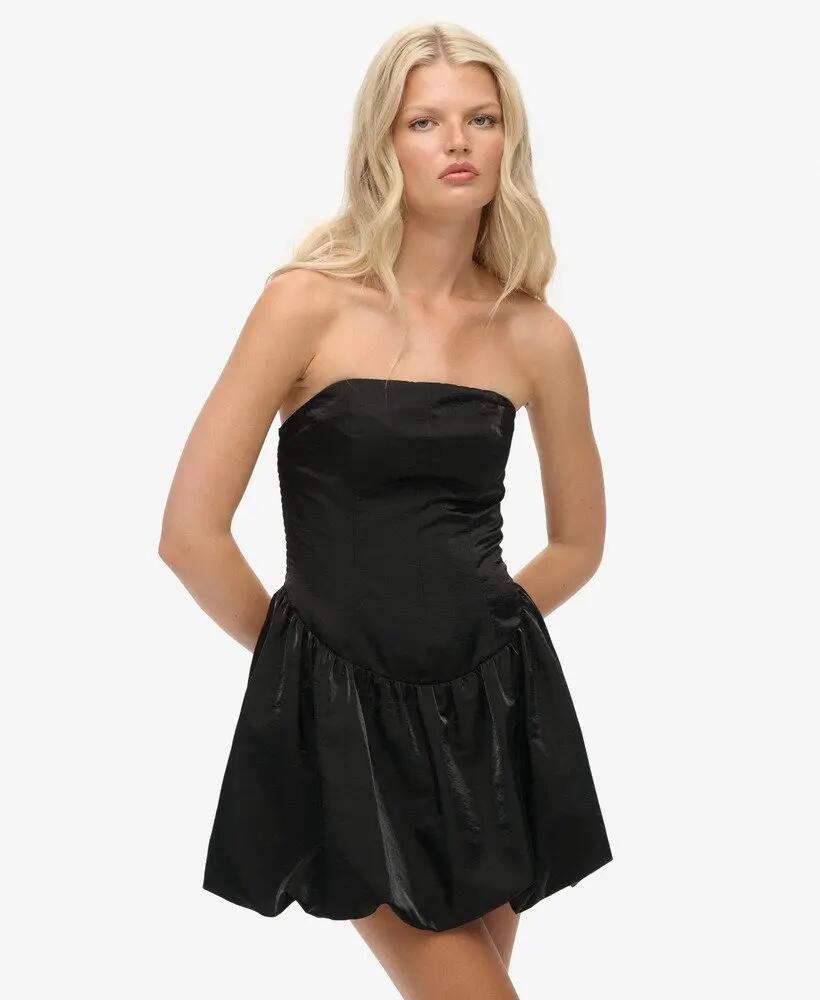 superdry Vestido Bandeau Puffball Mini preto – corte slim 2/7