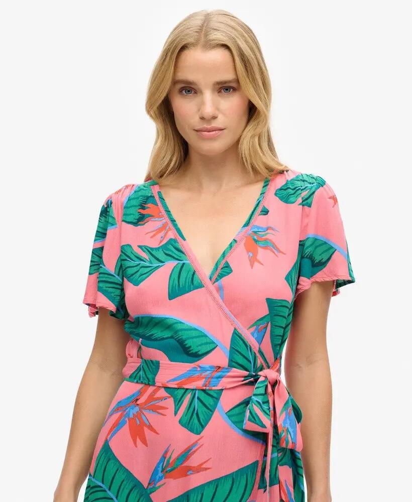 superdry Vestido curto cruzado estampado em LENZING™ ECOVERO™ 3/7