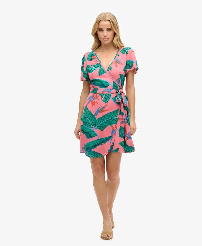 superdry Vestido curto cruzado estampado em LENZING™ ECOVERO™ 2/7