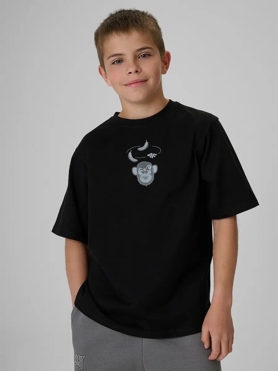 T-shirt loose z nadrukiem chłopięcy 4F 4FJRSS26TTSHM4276